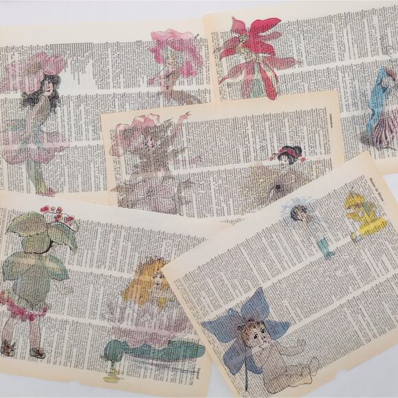Flower Fairy Dictionary Prints, Colorful Fairy Prints, Book Page Prints - Picture 2 of 7